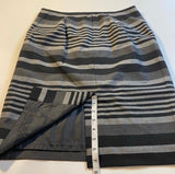 Calvin Klein - Calvin Klein Size 8 Grey Black Stripe Fully Lined Knee Skirt W Back Slit - Skirts - Afterglow Market