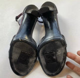 Cole Haan - Cole Haan Size 6 Black Cross Toe Ankle Strap Heel W Purple Stitching & Interior - Shoes - Afterglow Market