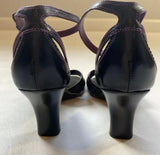 Cole Haan - Cole Haan Size 6 Black Cross Toe Ankle Strap Heel W Purple Stitching & Interior - Shoes - Afterglow Market
