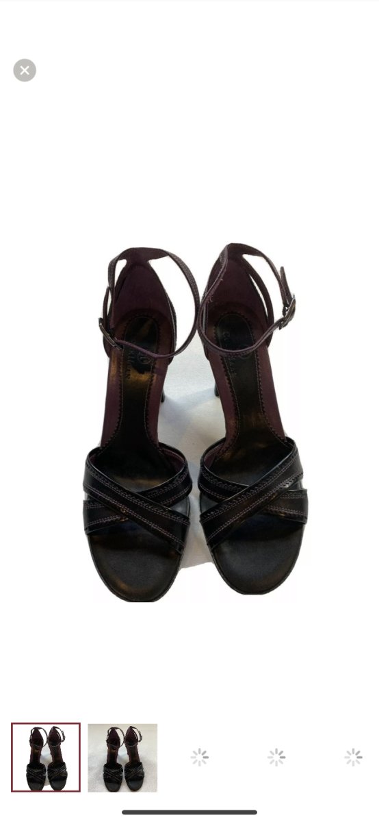 Cole Haan - Cole Haan Size 6 Black Cross Toe Ankle Strap Heel W Purple Stitching & Interior - Shoes - Afterglow Market