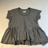 Current/Elliott - Current/Elliott Size 0/XS Gray Scoop Neck Peplum Ruffle Tee - Tops - Afterglow Market