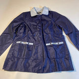 Dennis Basso - Dennis Basso Size M Blue Nylon Rain Jacket W Double Button Details - Jackets - Afterglow Market