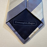 Ermenegildo Zenga - Ermenegildo Zenga Navy & White Stripe 100% Silk Made In Italy Neck Tie - Neckties - Afterglow Market