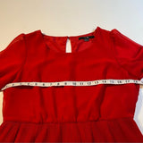Forever 21 - Forever 21 Size L Red Pink Color Block Pleated Chiffon Lined Dress - Dresses - Afterglow Market