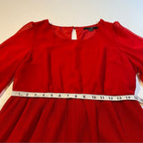 Forever 21 - Forever 21 Size L Red Pink Color Block Pleated Chiffon Lined Dress - Dresses - Afterglow Market