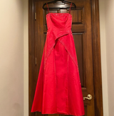 Morgan Co Linda Bernell Size 7/8 Red Spaghetti Strap Tie Back Beaded Formal Gown