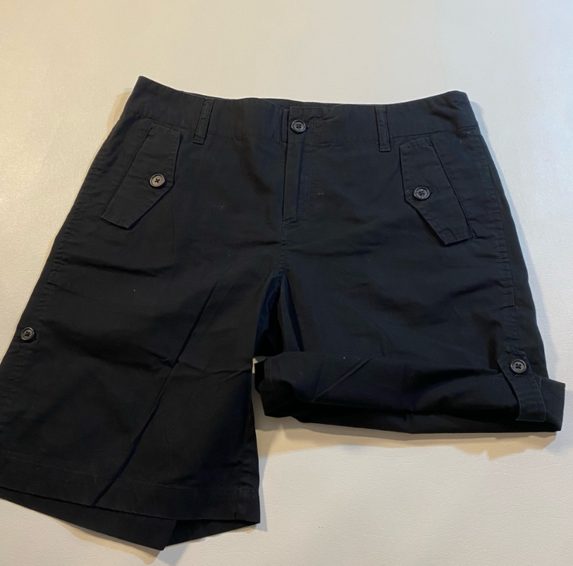 LRL Ralph Lauren Size 8P Black Cotton Roll Tab Bermuda Shorts