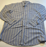 Jos A Bank Size L Blue Green Navy Striped Button Up Collared Shirt