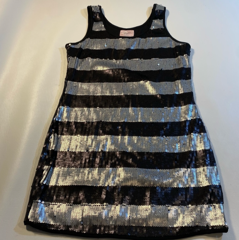 Romeo & Juliet Couture Size M Silver Stripe Sequin Cocktail Party Dress