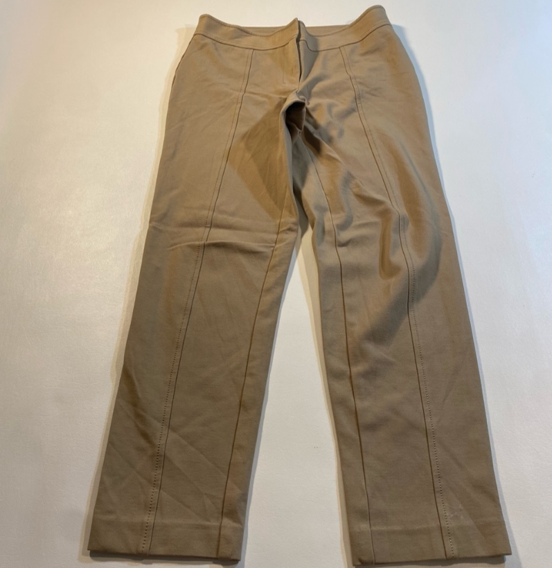 Talbots Size 2 Khaki Paneled Straight Leg Ponte Ankle Pants