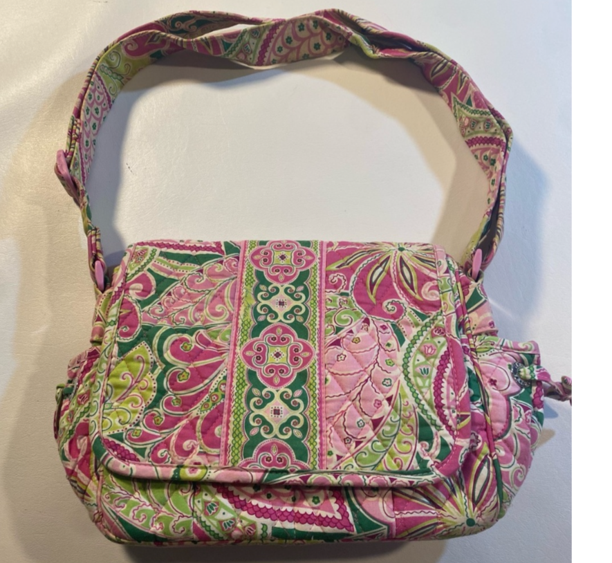 Vera Bradley “Pinwheel Pink” Paisley Quilted Flap Bag Purse