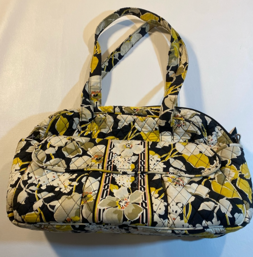 Vera Bradley Yellow Floral Print Quilted Cotton Diaper Baby Bag