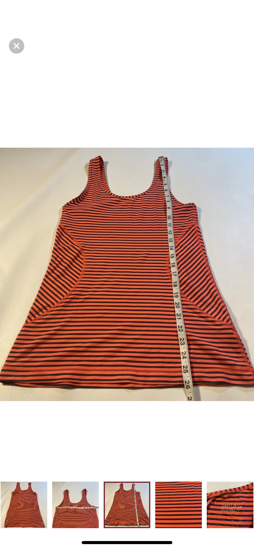 Zella Size S Bright Coral Striped Scoop Neck Wicking Workout Athletic Tank Top