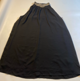 June & Hudson Size 1 Rhinestone Neck Black Halter Trapeze Dress