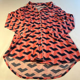 Katie Kime - Katie Kime Size 2XL Geometric Print PJ Dress W/ Covered Buttons & White Piping - Dresses - Afterglow Market
