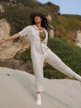Mate The Label - Linen Short Sleeve Jumpsuit | Natural - Jumpsuits - Afterglow Market