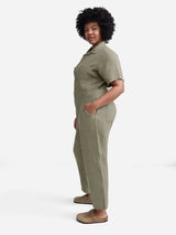 Mate The Label - Linen Short Sleeve Jumpsuit | Sage - Jumpsuits - Afterglow Market