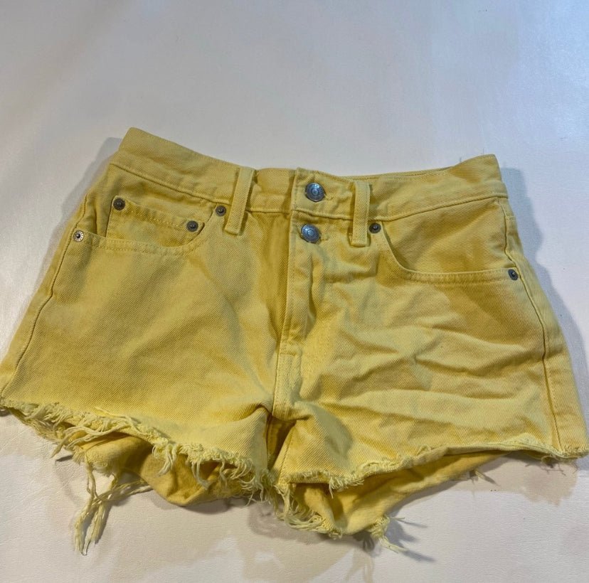 Lucky Brand - Lucky Brand Size 00/24 Yellow Denim Cutoff Mid-Rise Double Button Jean Shorts - Shorts - Afterglow Market