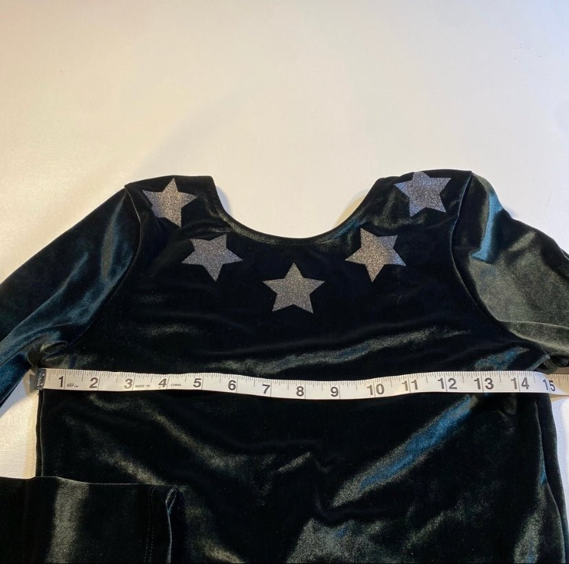 Victoria’s Sport - NEW Victoria’s Sport S Green Velour Long Sleeve Bodysuit W Metallic Silver Stars - Shirts - Afterglow Market