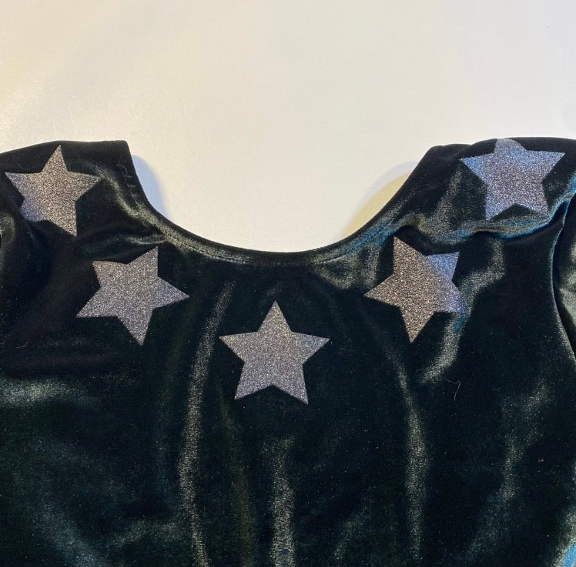 Victoria’s Sport - NEW Victoria’s Sport S Green Velour Long Sleeve Bodysuit W Metallic Silver Stars - Shirts - Afterglow Market