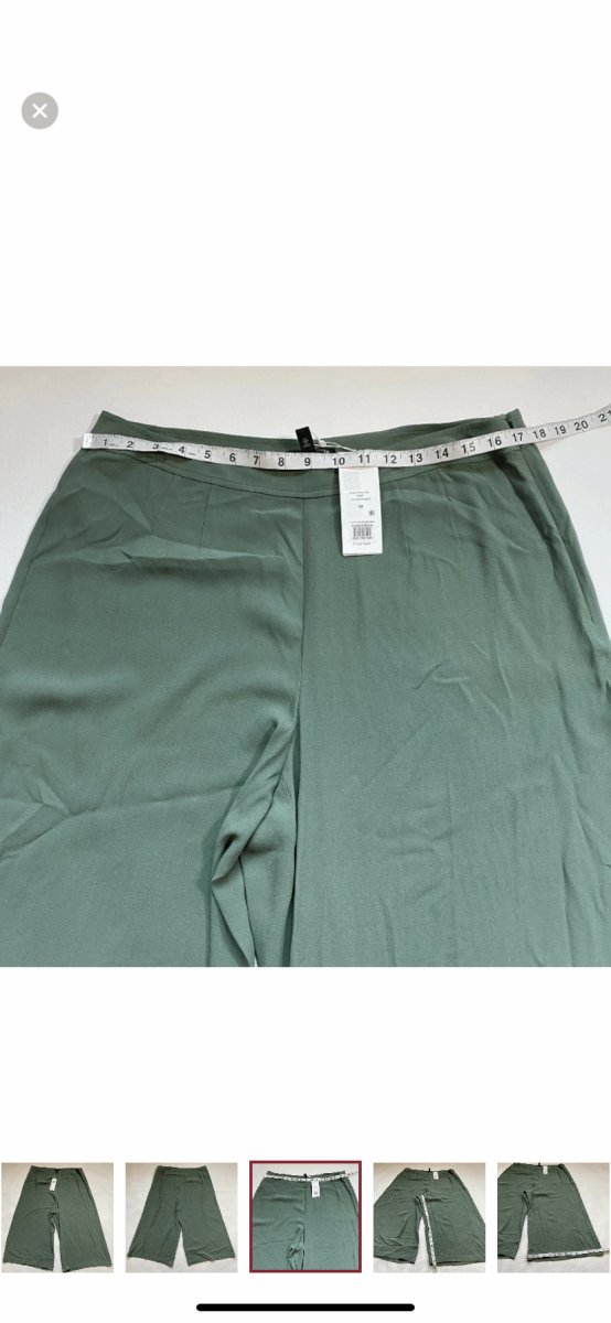 Eileen Fisher - NWT $338 Eileen Fisher Size 12 100% Silk Culotte Pants In Nori Green - Pants - Afterglow Market