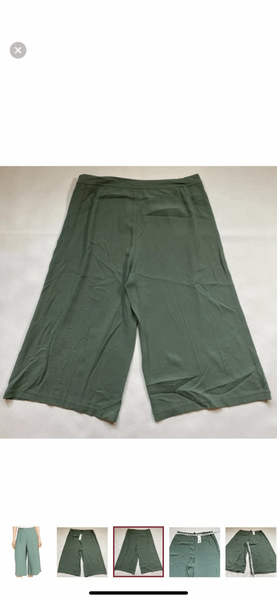 Eileen Fisher - NWT $338 Eileen Fisher Size 12 100% Silk Culotte Pants In Nori Green - Pants - Afterglow Market