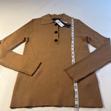 Banana Republic - NWT Banana Republic Size S Chase Ribbed Collared Button Up Polo Sweater In Camel - Sweaters - Afterglow Market