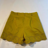 Ellison - NWT Ellison Size M Yellow Eyelet Scallop Hem Pleated Shorts - Shorts - Afterglow Market