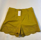 Ellison - NWT Ellison Size M Yellow Eyelet Scallop Hem Pleated Shorts - Shorts - Afterglow Market