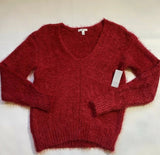 Nordstrom - NWT Nordstrom BP Size S Ultra Soft Red Furry V Neck Sweater - Sweaters - Afterglow Market