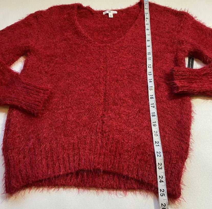 Nordstrom - NWT Nordstrom BP Size S Ultra Soft Red Furry V Neck Sweater - Sweaters - Afterglow Market