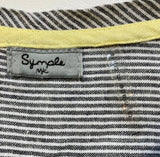 Symple NYC - Symple NYC Size S Linen Blend Striped Rolled Short Sleeve Side Slit Top - Tops - Afterglow Market