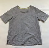 Symple NYC - Symple NYC Size S Linen Blend Striped Rolled Short Sleeve Side Slit Top - Tops - Afterglow Market