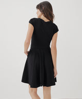 Fit & Flare Petal Sleeve Dress | Black