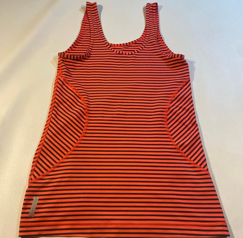 Zella - Zella Size S Bright Coral Striped Scoop Neck Wicking Workout Athletic Tank Top - Tanks - Afterglow Market